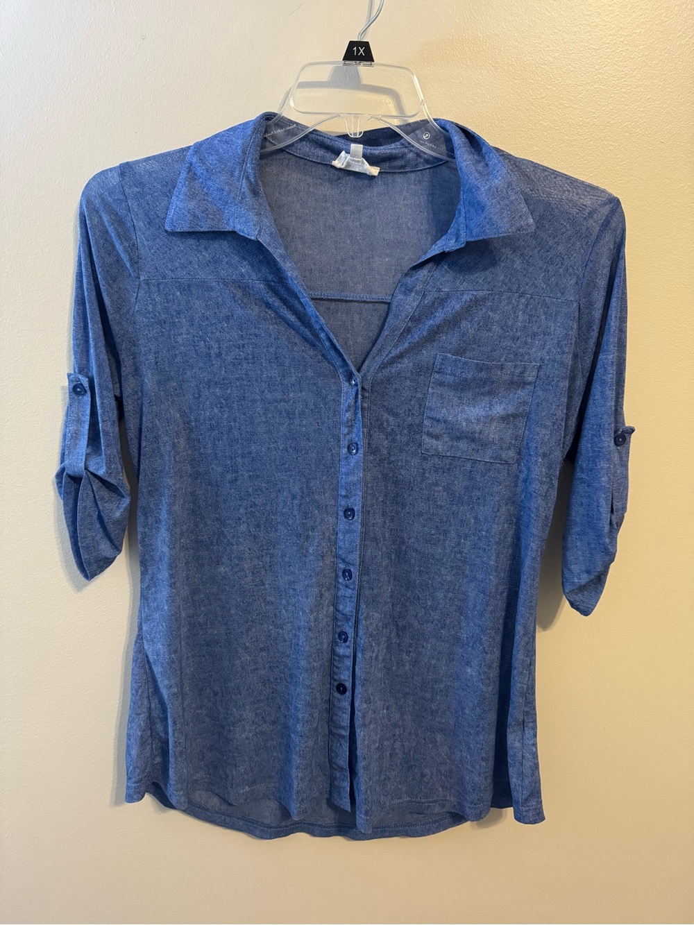 Siren Lily Denim-Blue Button-Front Women's Shirt